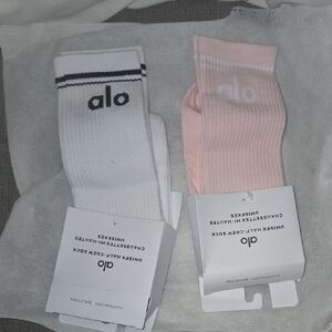 Alo White and Pink Athletic Socks
